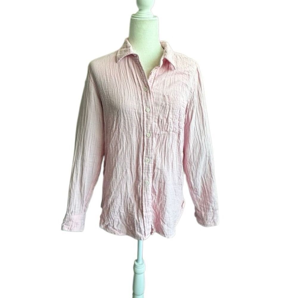 J. Crew Women's Light Pink Crinkled Button-Up Blouse Long Sleeve SZ S - Picture 12 of 12